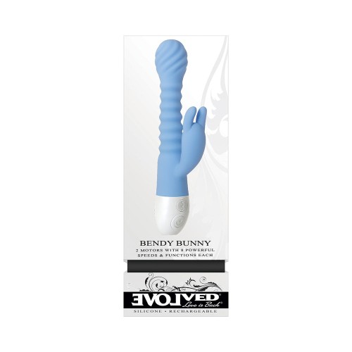 Evolved Bendy Bunny Rechargeable Silicone Vibrator Blue