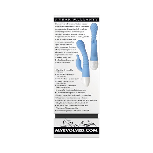 Evolved Bendy Bunny Rechargeable Silicone Vibrator Blue