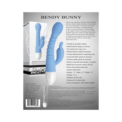 Evolved Bendy Bunny Rechargeable Silicone Vibrator Blue