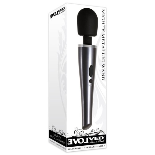 Vibrador Evolved Mighty Metallic Wand Cromo Negro