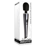 Evolved Mighty Metallic Wand Vibrator Chrome Black