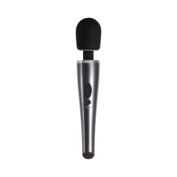 Evolved Mighty Metallic Wand Vibrator Chrome Black