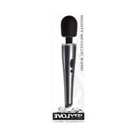 Evolved Mighty Metallic Wand Vibrator Chrome Black