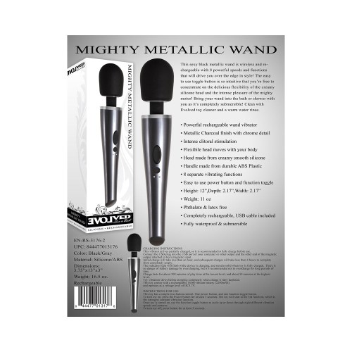 Vibrador Evolved Mighty Metallic Wand Cromo Negro