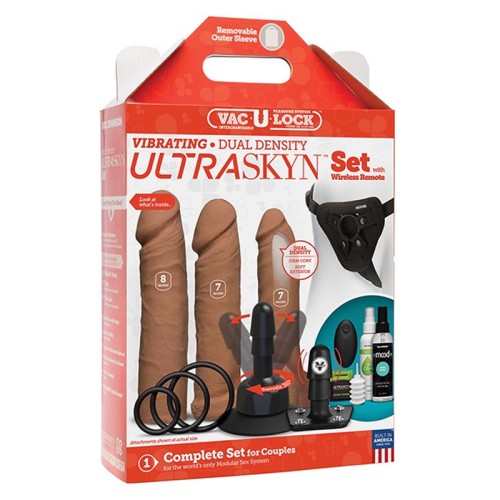 Vac-U-Lock VIBRATING Dual Density ULTRASKYN Set with Wireless Remote Caramel