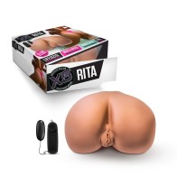 X5 Men Rita Dual Entry Masturbator with Remote-Controlled Bullet Vibrator Tan