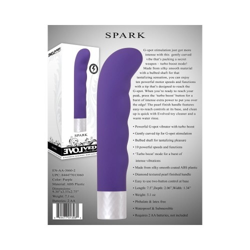 Vibrador Recargable Evolved Spark para Punto G Morado