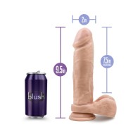 Dildo Dual Density Posable Au Naturel de 9.5 Pulgadas con Testículos Beige