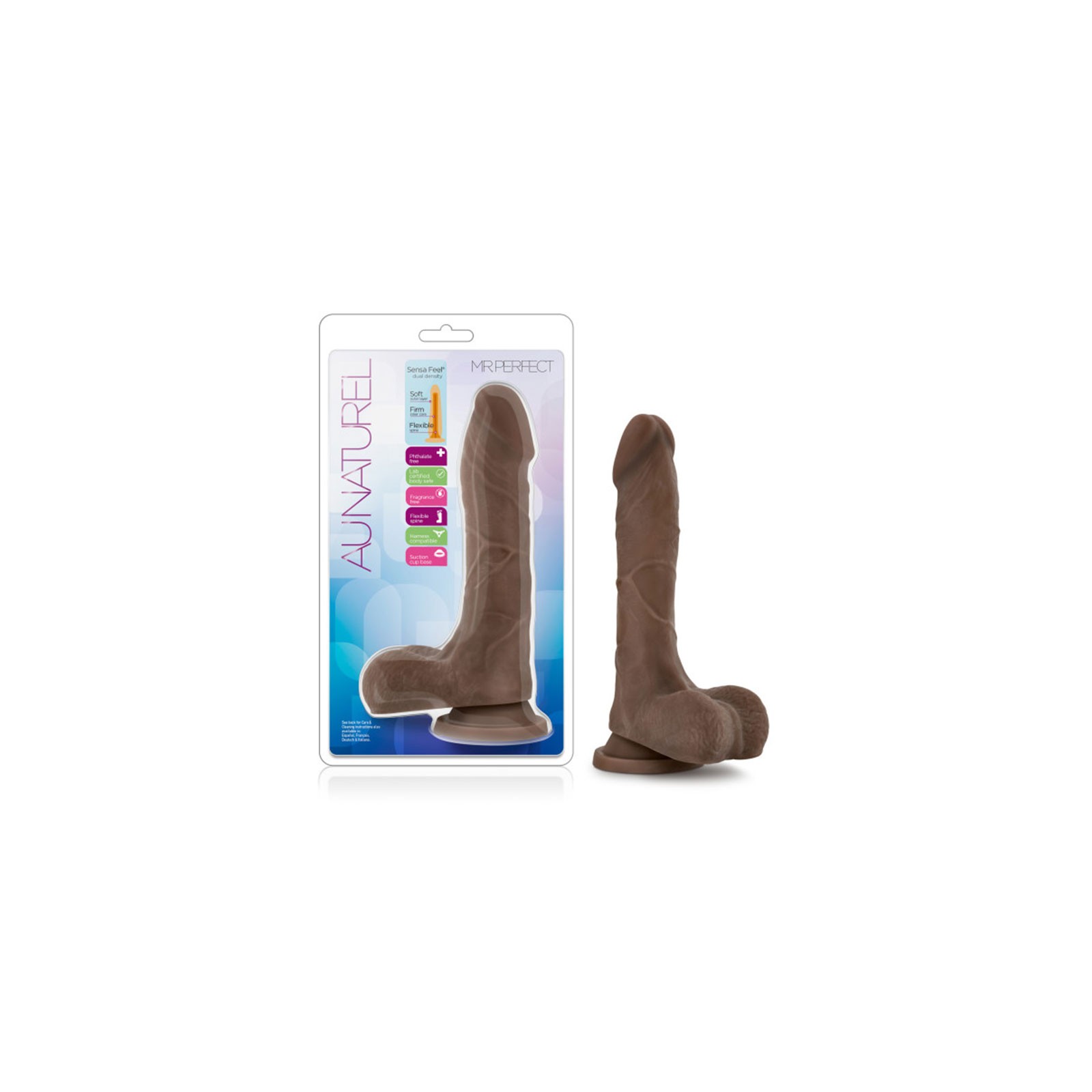 Au Naturel Mister Perfect 8.5 in. Dildo Brown