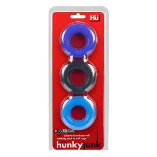 Paquete de 3 C-Rings HUJ3 Hunkyjunk Multi Azul - Comodidad Definitiva