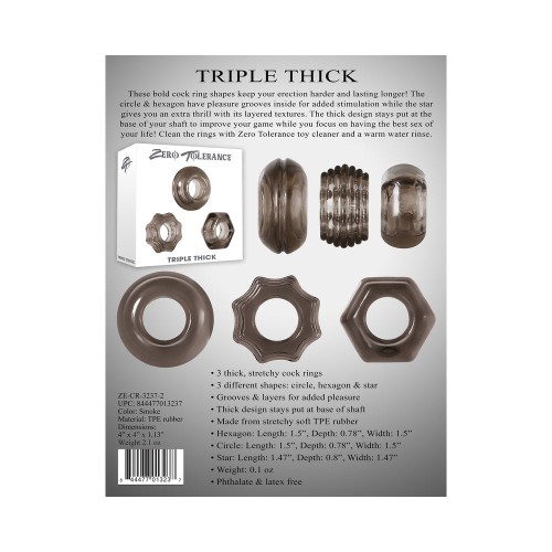 Zero Tolerance Set de 3 Cockrings Triple Grueso