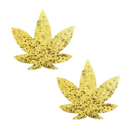 Neva Nude Pasties de Hojas de Cannabis con Brillo