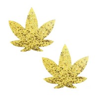 Neva Nude Glitter Weed Leaf Pasties