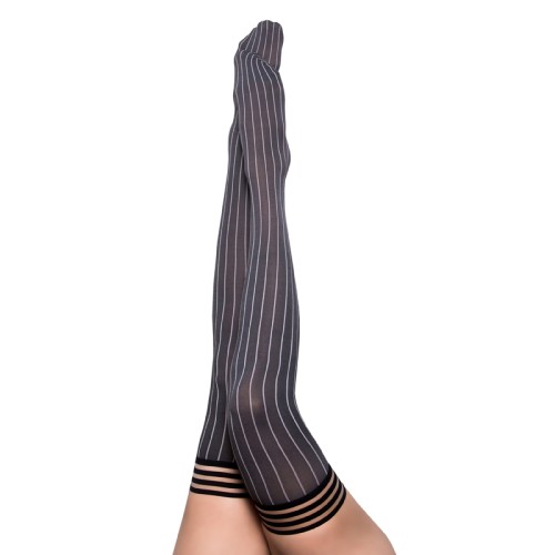 Kixies Annabelle Pinstripe Thigh-High Grey