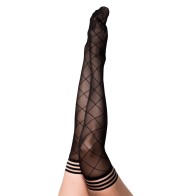 Kixies Anna Large Diamond Thigh-High Black