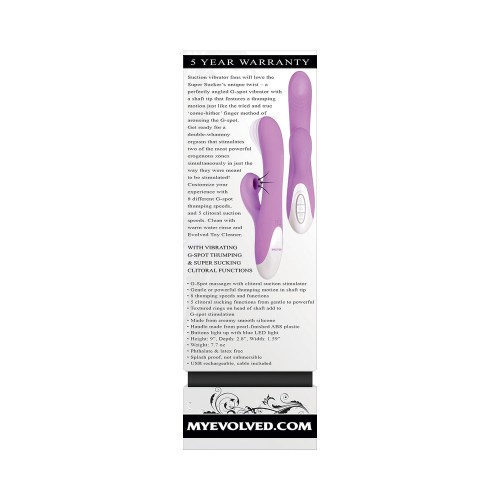 Evolved Super Sucker Thumping Suction Dual Stimulator - Purple