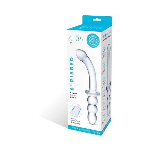 Glas Ribbed G-Spot Glass Dildo 8 in