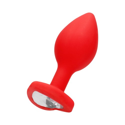 Ouch! Buttplug Corazón de Diamante de Silicona Flexible Rojo Grande