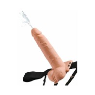 Pipedream Fetish Fantasy Series 7.5 in. Hollow Squirting Strap-On With Balls Beige/Black