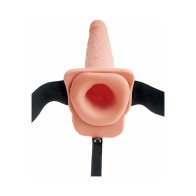 Pipedream Fetish Fantasy Series 7.5 in. Hollow Squirting Strap-On With Balls Beige/Black