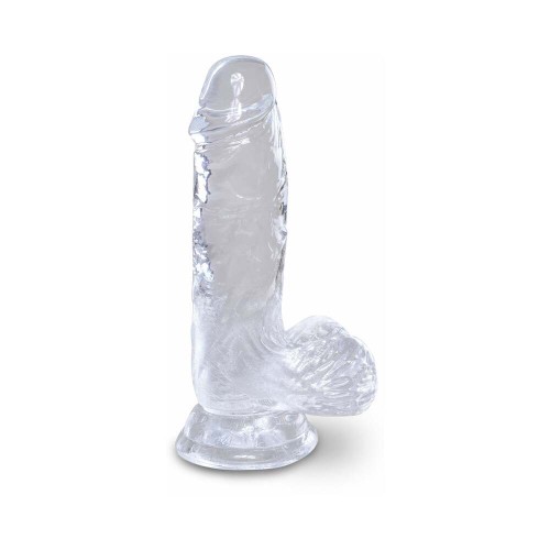 Dildo Realista con Succión King Cock Clear 5 Pulgadas con Testículos