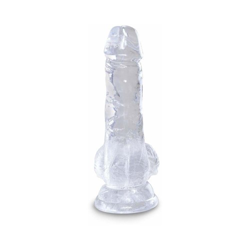 Dildo Realista con Succión King Cock Clear 5 Pulgadas con Testículos