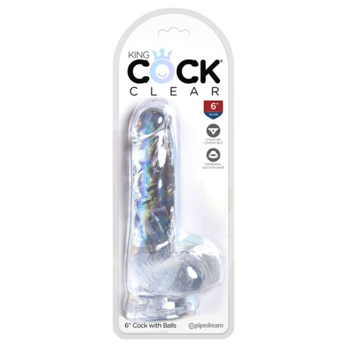 Dildo Transparente de 6 Pulgadas con Ventosa King Cock