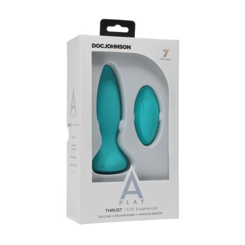 A-Play Thrust Rechargeable Silicone Anal Plug - Teal