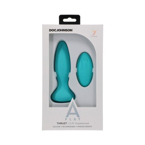 A-Play Thrust Rechargeable Silicone Anal Plug - Teal