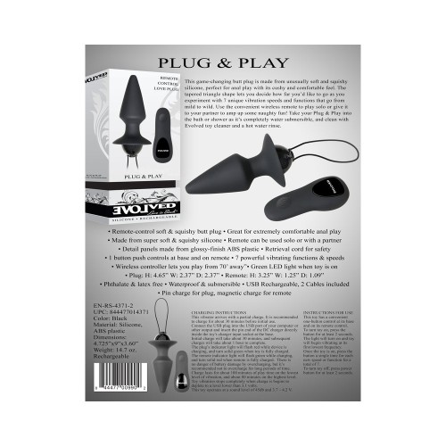 Evolved Remote-Controlled Vibrating Silicone Anal Plug - Black