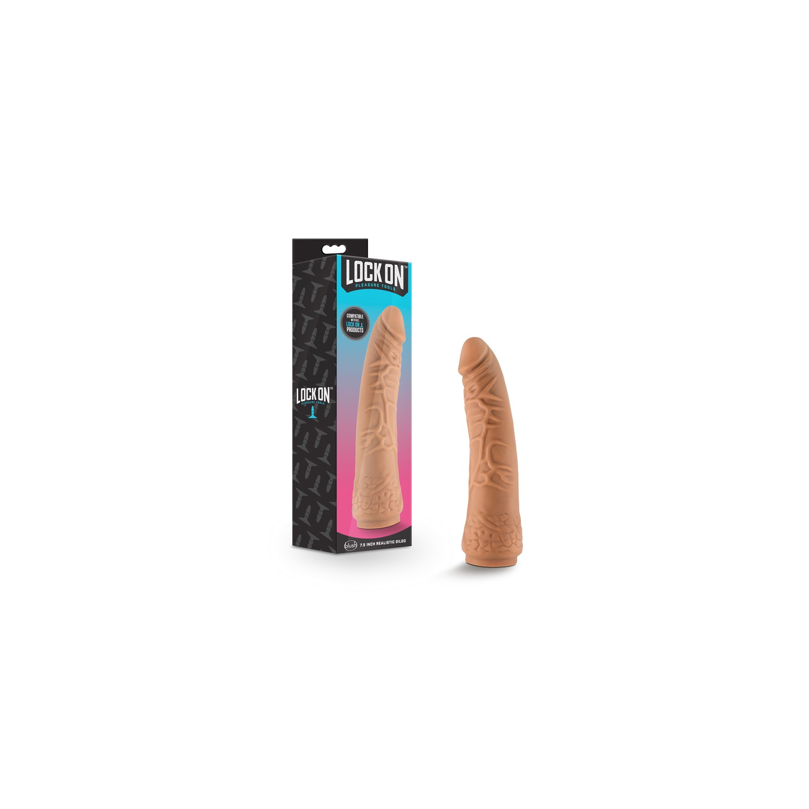 Blush Lock On Dildo Realista 7.5 in. Compatible con Sistema Lock On Color Tan