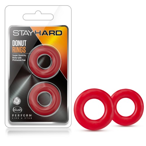 Stay Hard Donut Rings Cockring 2-Pack Red