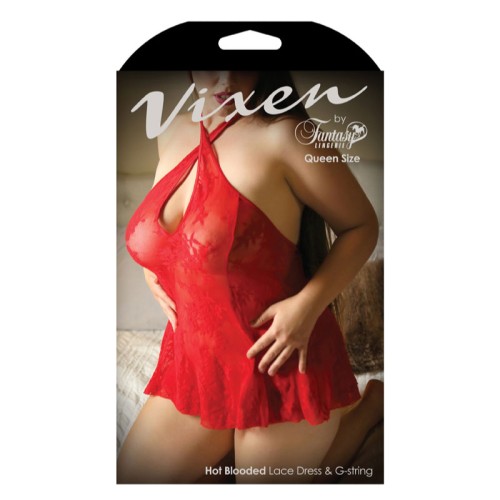 Fantasy Lingerie Red Lace Dress and G-String Queen Size