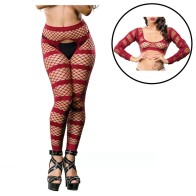 Burgundy Striped Crotchless Legging