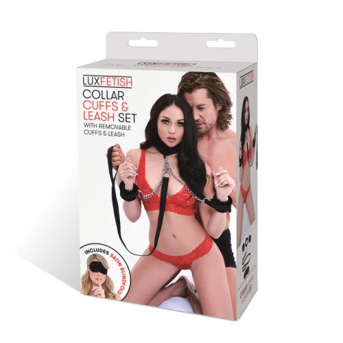 Lux Fetish Collar Cuffs & Leash Set - Kinky Fun