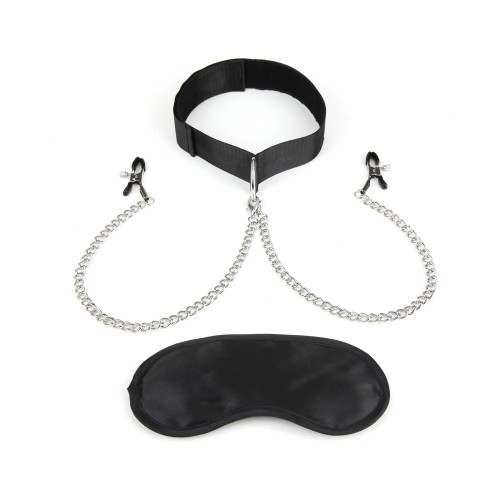 Lux Fetish Adjustable Collar and Nipple Clamps