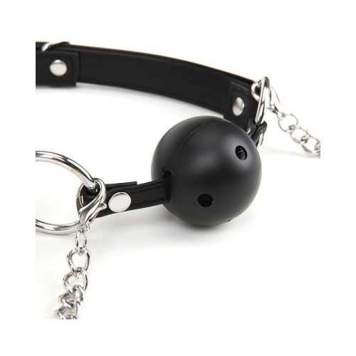 Lux Fetish Breathable Ball Gag with Nipple Clamps