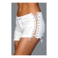 Fashionable Denim Shorts with Lace-Up Sides