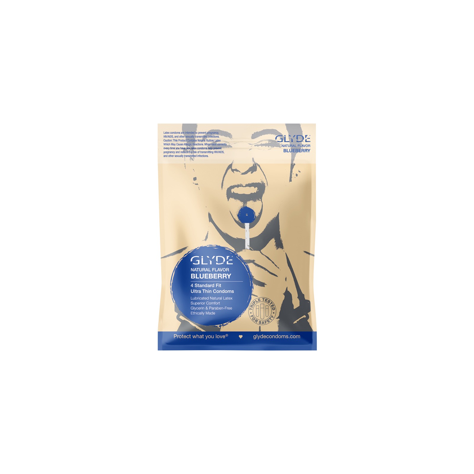 Glyde Ultra Blueberry Flavored Condoms 4pk