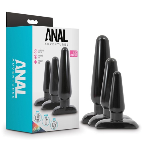 Kit de 3 Piezas de Tapones Anal Adventures Negro