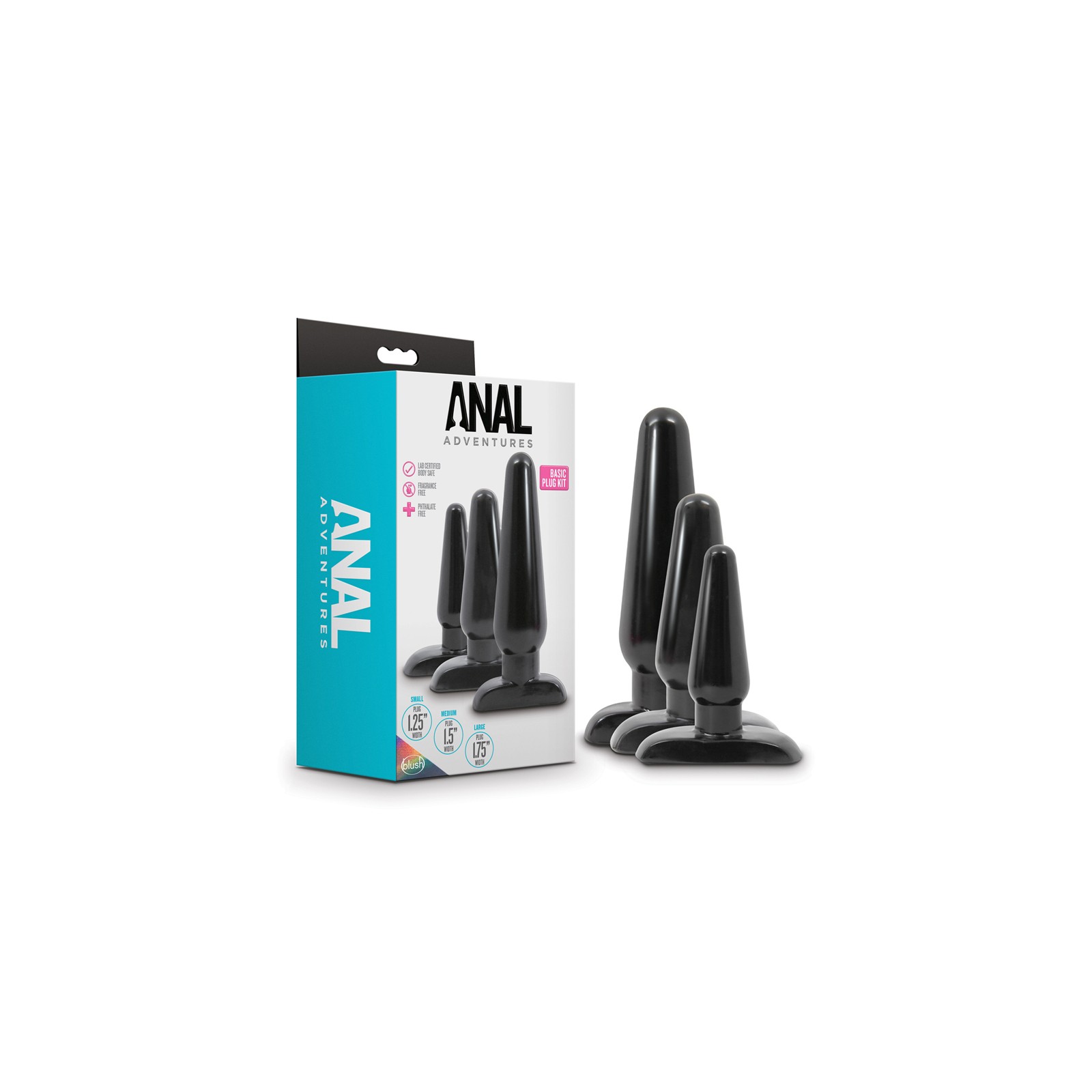 Anal Adventures 3-Piece Basic Plug Kit Black