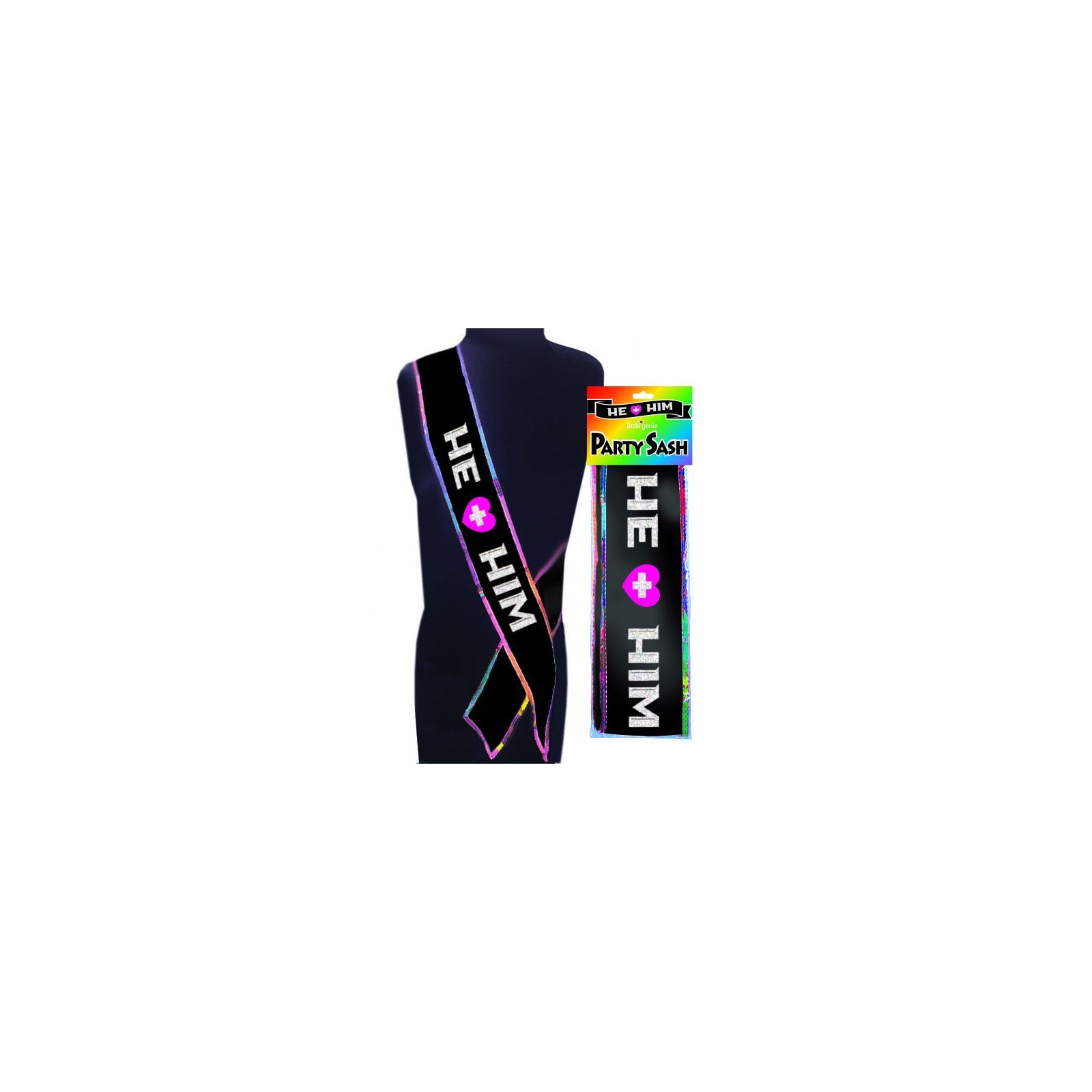 He + Him Rainbow Party Sash