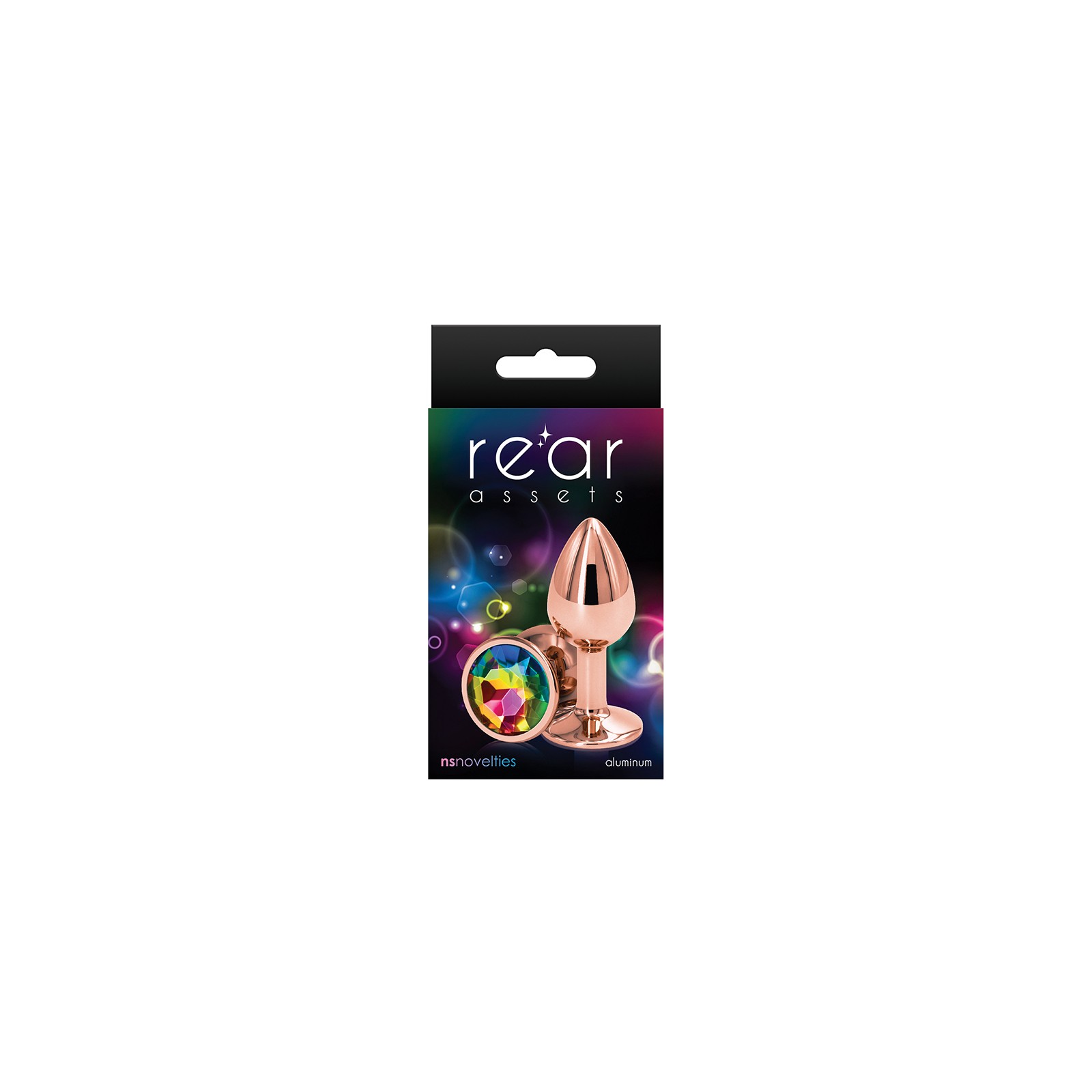 Rear Assets Rose Gold Anal Plug Small Rainbow