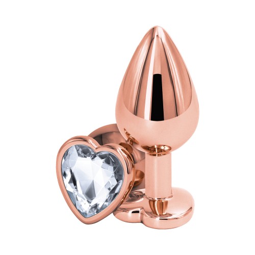 Plug Anal Corazón Rosa Dorado Mediano