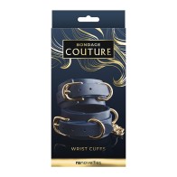 Bondage Couture Wrist Cuffs Blue - Elegant BDSM Accessory