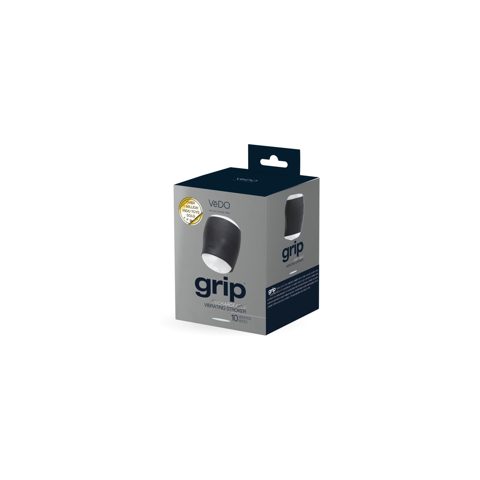 Masturbador Vibrante Recargable Grip Negro