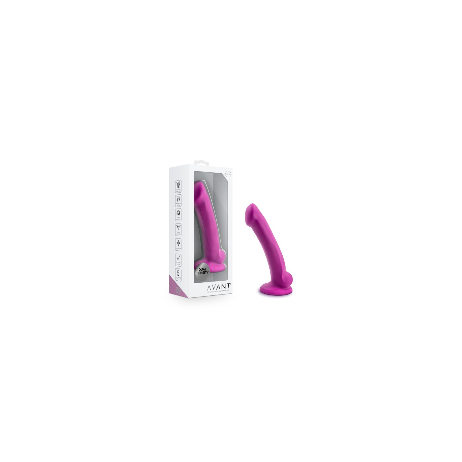 Avant D9 Ergo Mini 7 in. Dual Density Silicone Dildo Violet