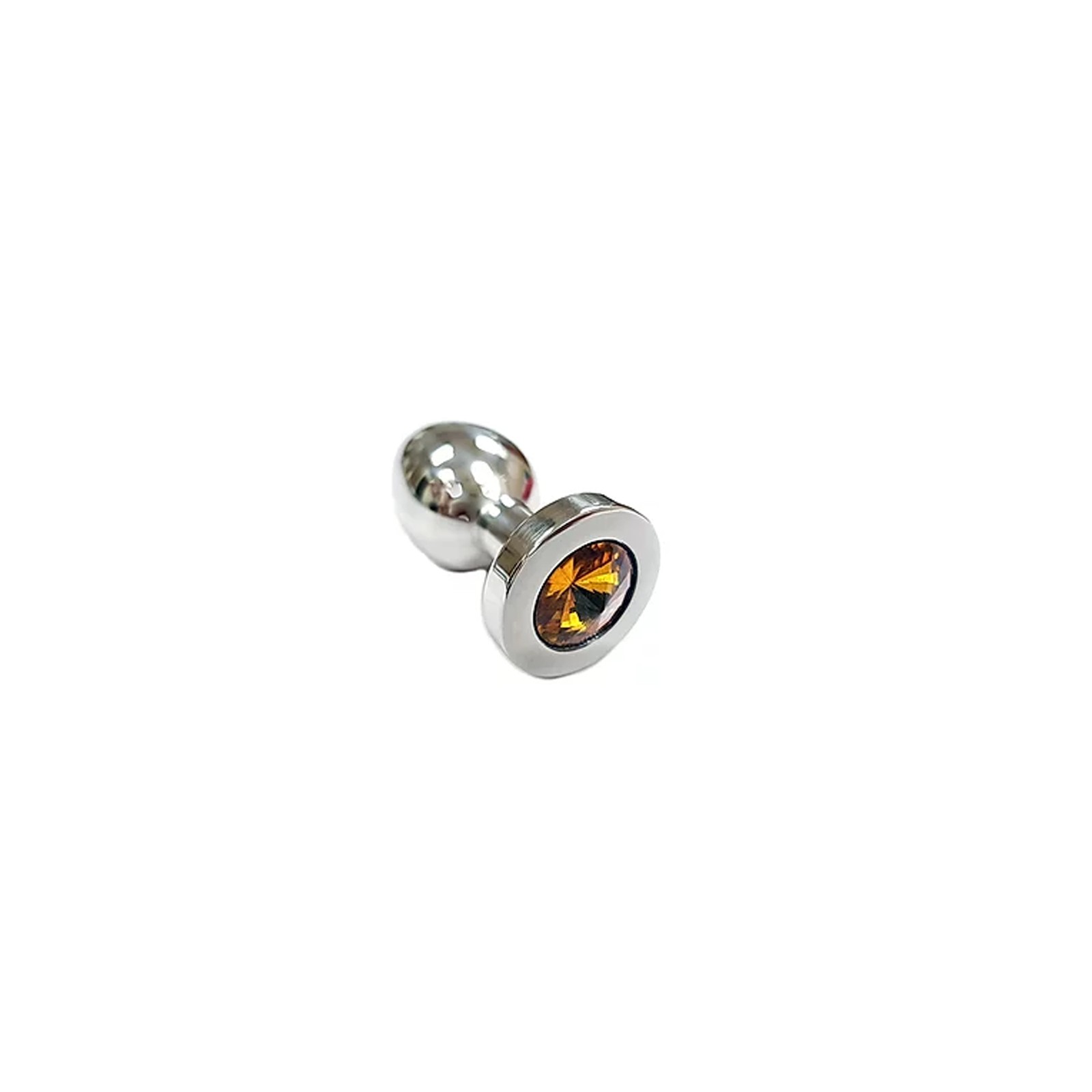 Stainless Steel Smooth Medium Butt Plug with Yellow Crystal