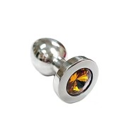 Stainless Steel Smooth Medium Butt Plug with Yellow Crystal