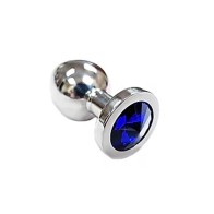 Small Stainless Steel Butt Plug with Blue Crystal